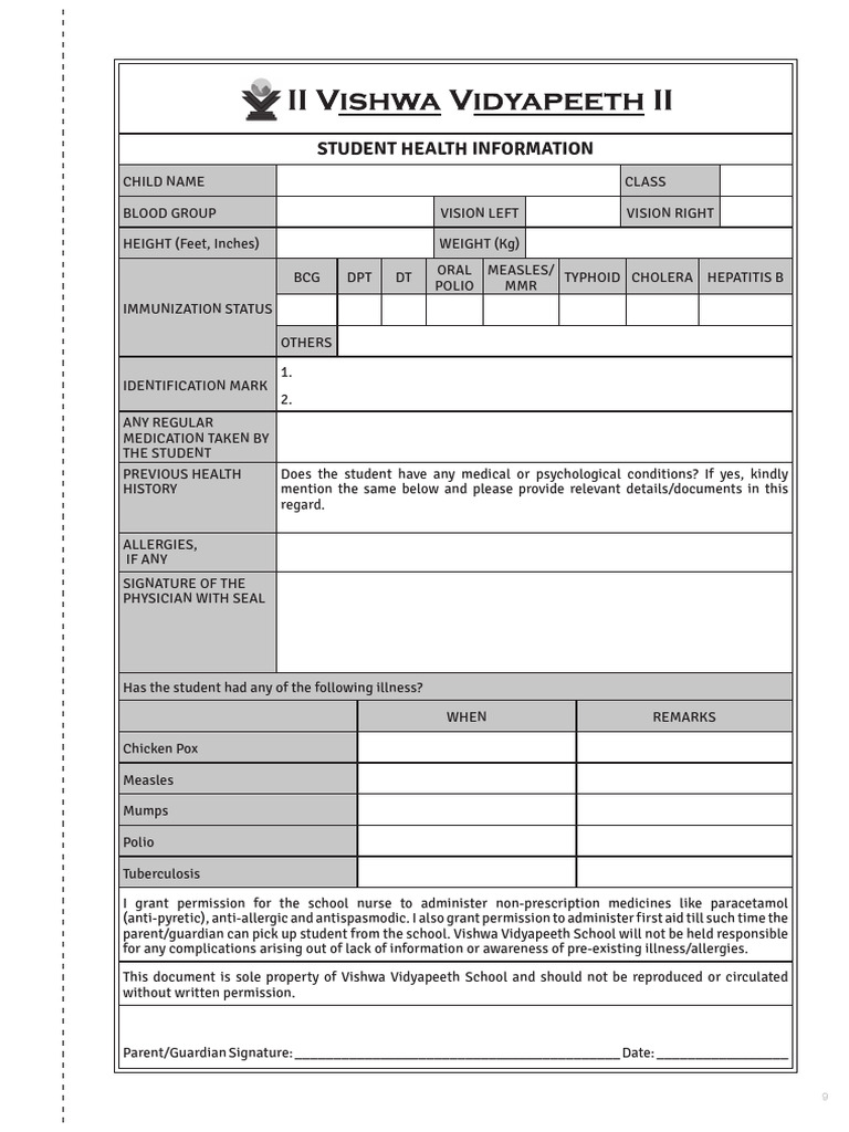 Student Health Form | PDF
