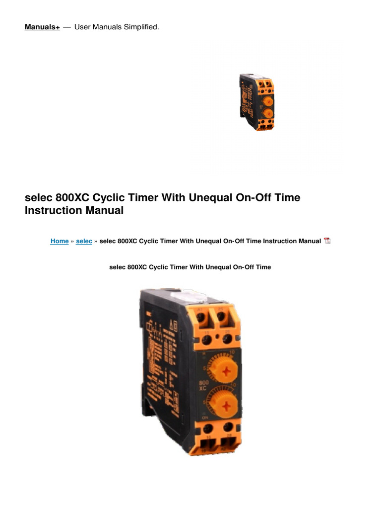 800xc Cyclic Timer With Unequal on Off Time Manual | PDF | Switch ...