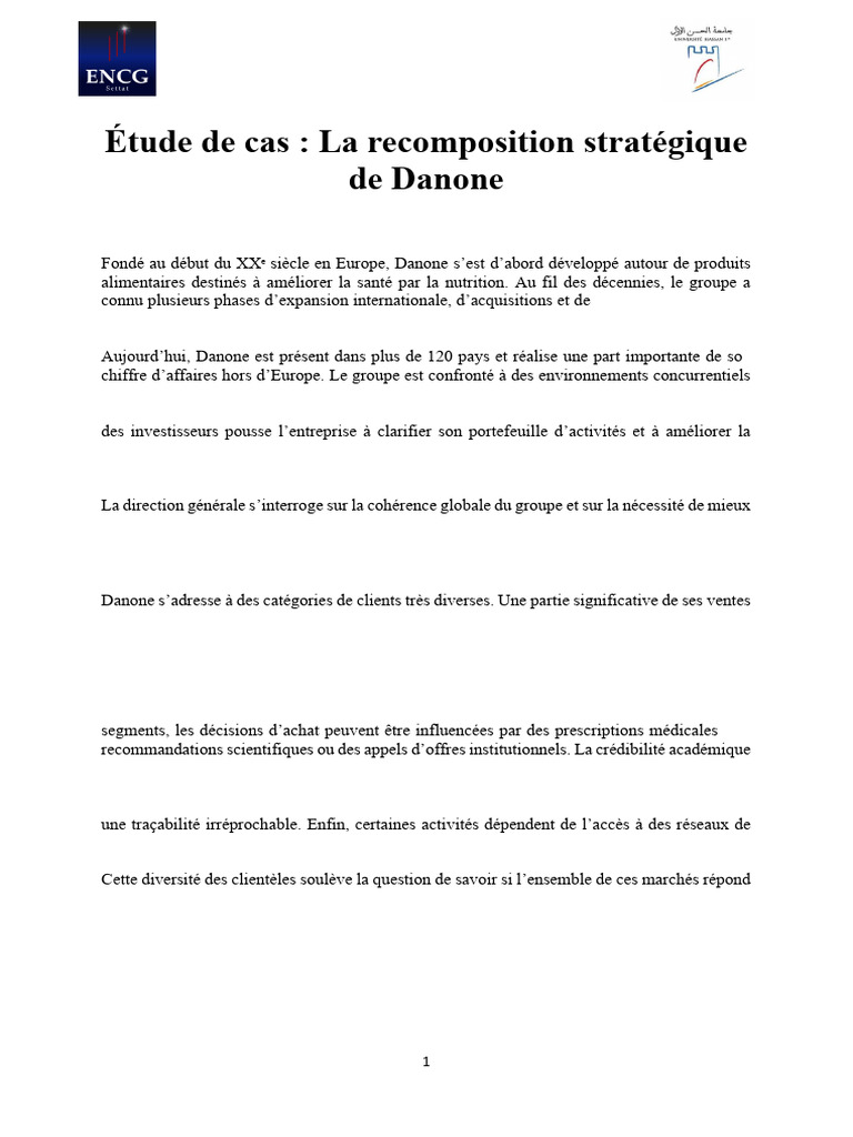 Ã - Tude de Cas DAS DANONE | PDF | Marque | Développement durable
