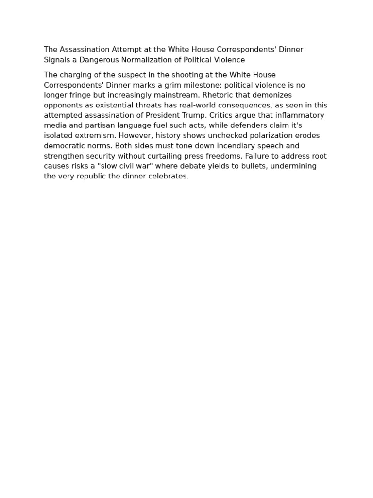 The Assassination Attempt at the White House Correspondents' Dinner ...