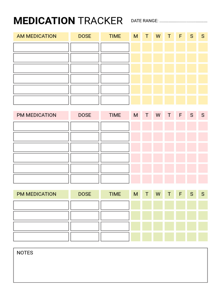Medication Tracker Fillable | PDF