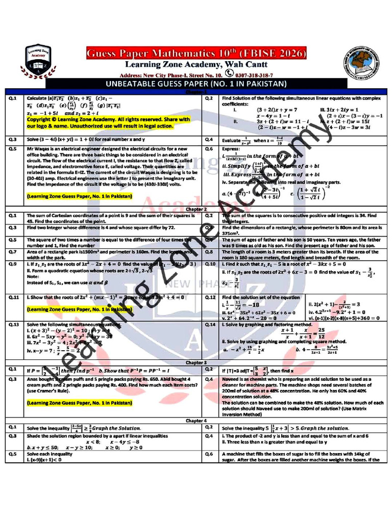 Mathematics Grade X Sci | PDF