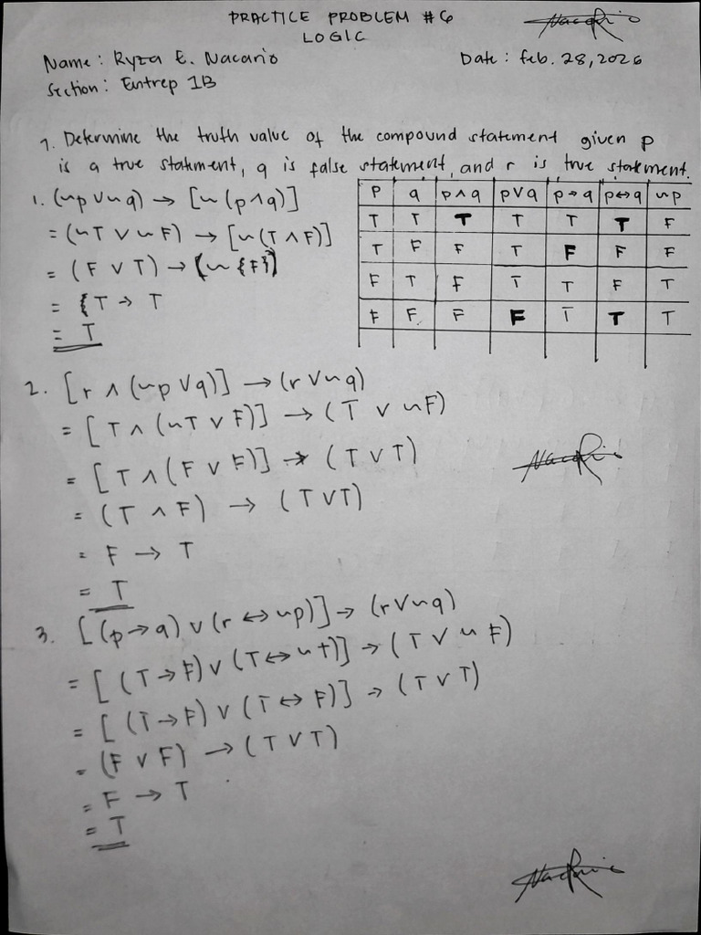 Practice Problem 6 LOGIC | PDF