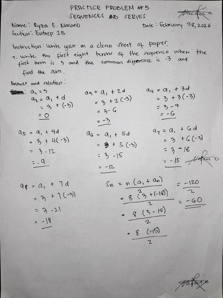 Practice Problem 5 Sequences and Series | PDF | Chess Theory | Chess
