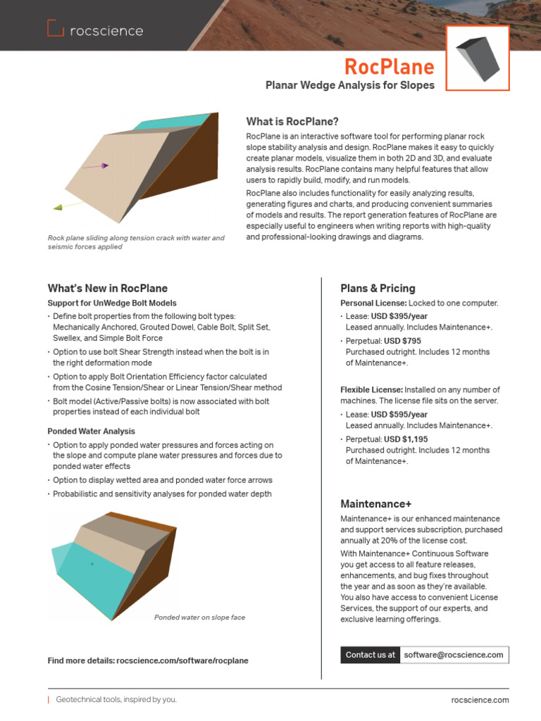 RocPlane Product Sheet | PDF | Probability Distribution