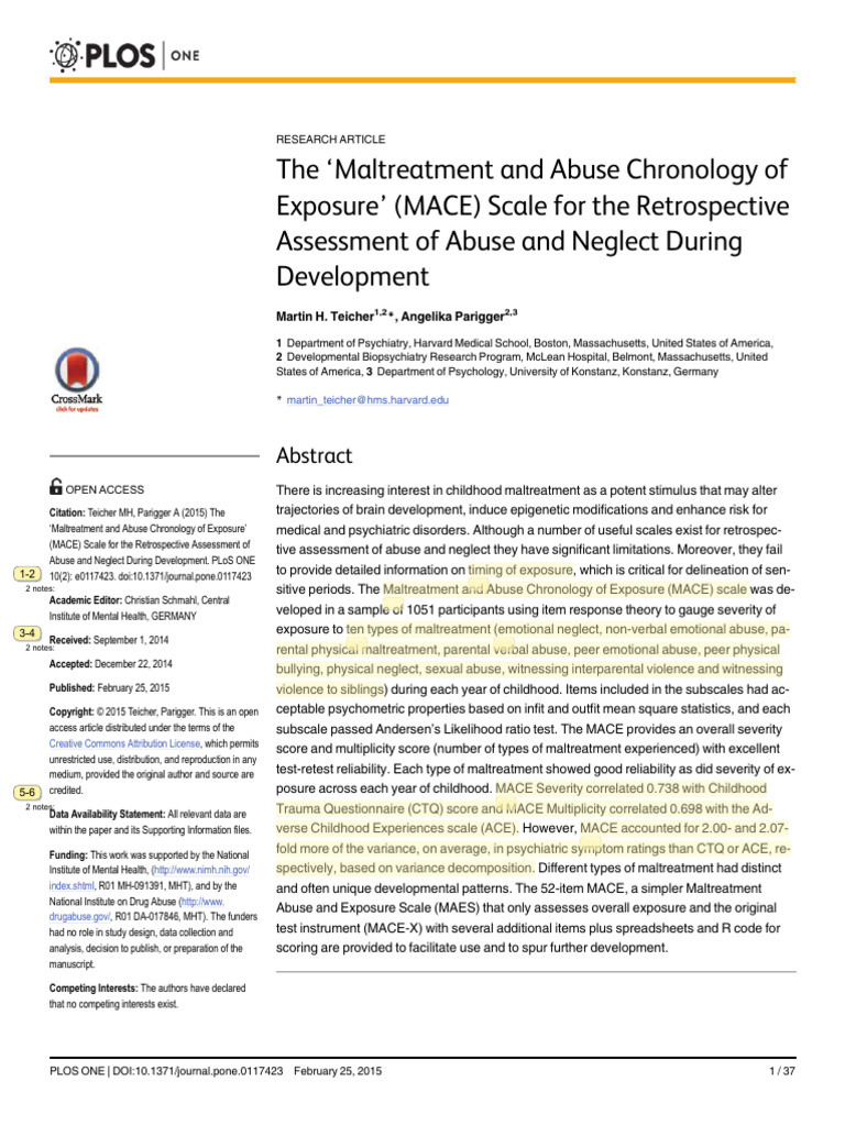 Teicher, Parigger - 2015 - The 'Maltreatment and Abuse Chronology of ...