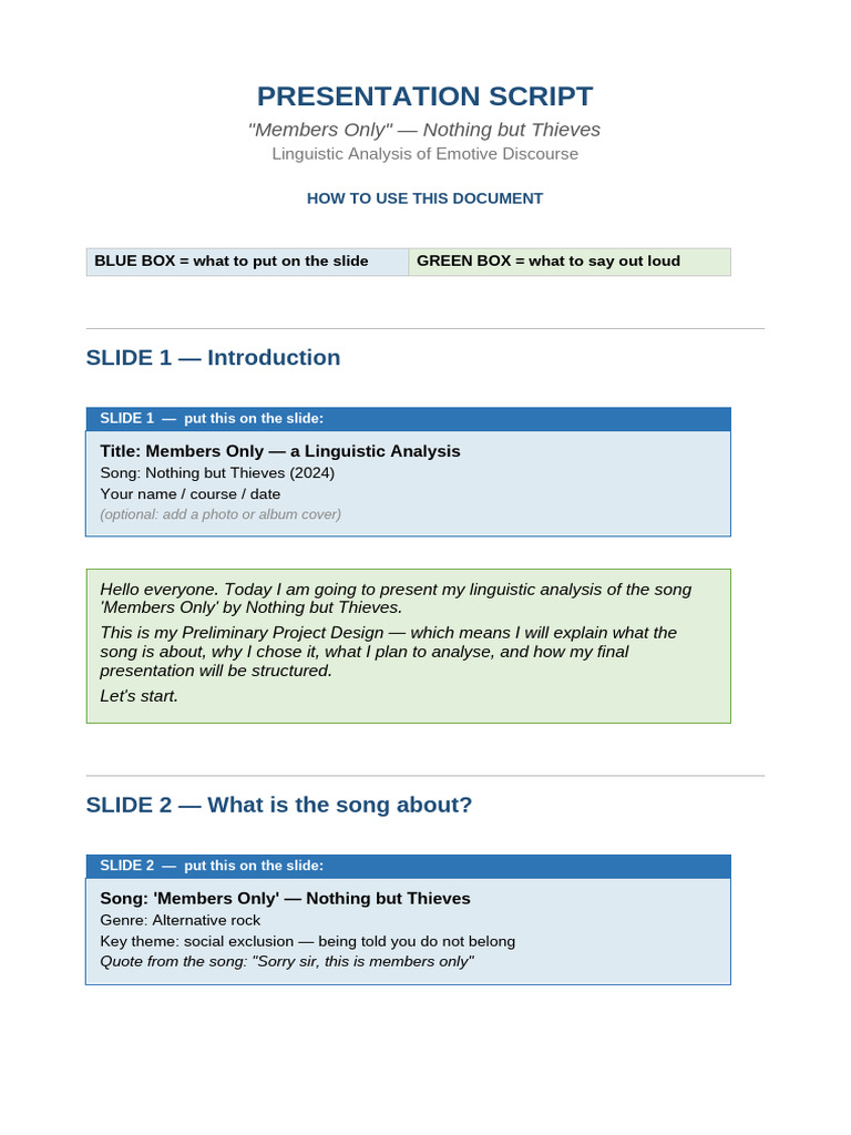 Members Only Presentation Script | PDF | Emotions | Vocabulary