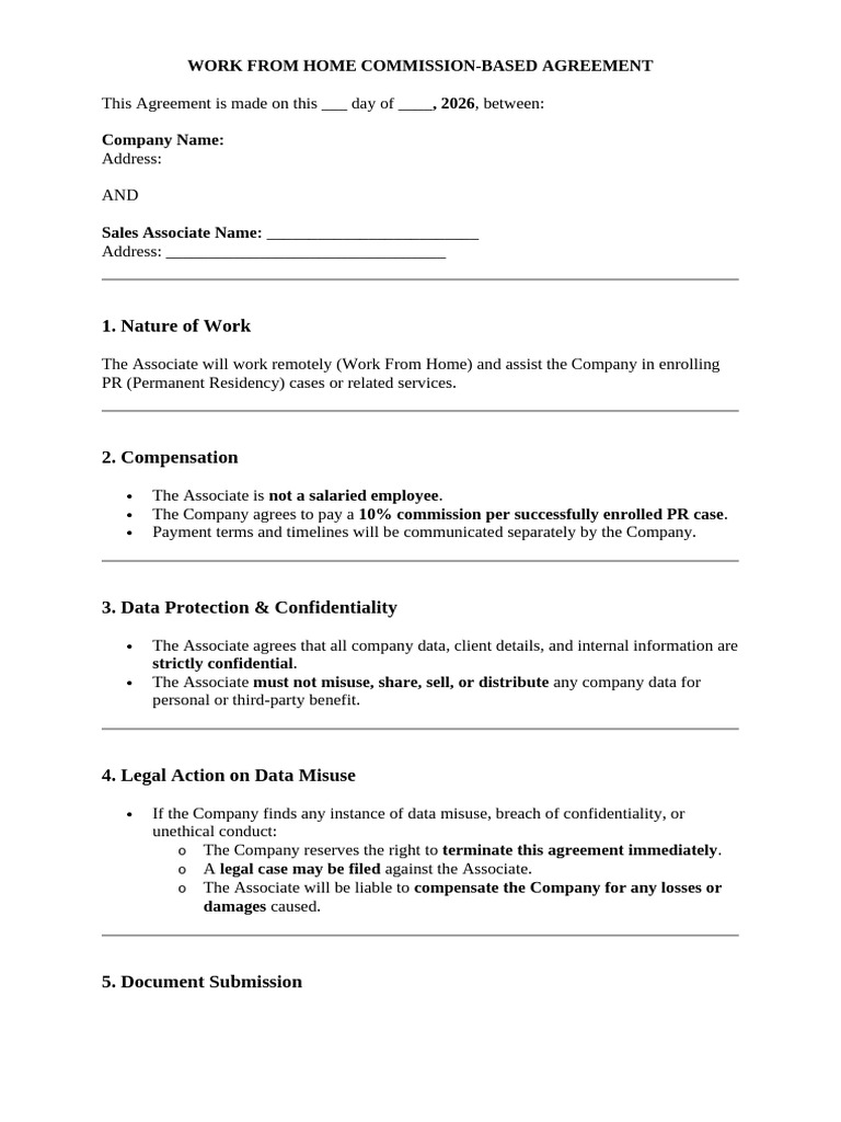 PR Commission Based Agreement | PDF