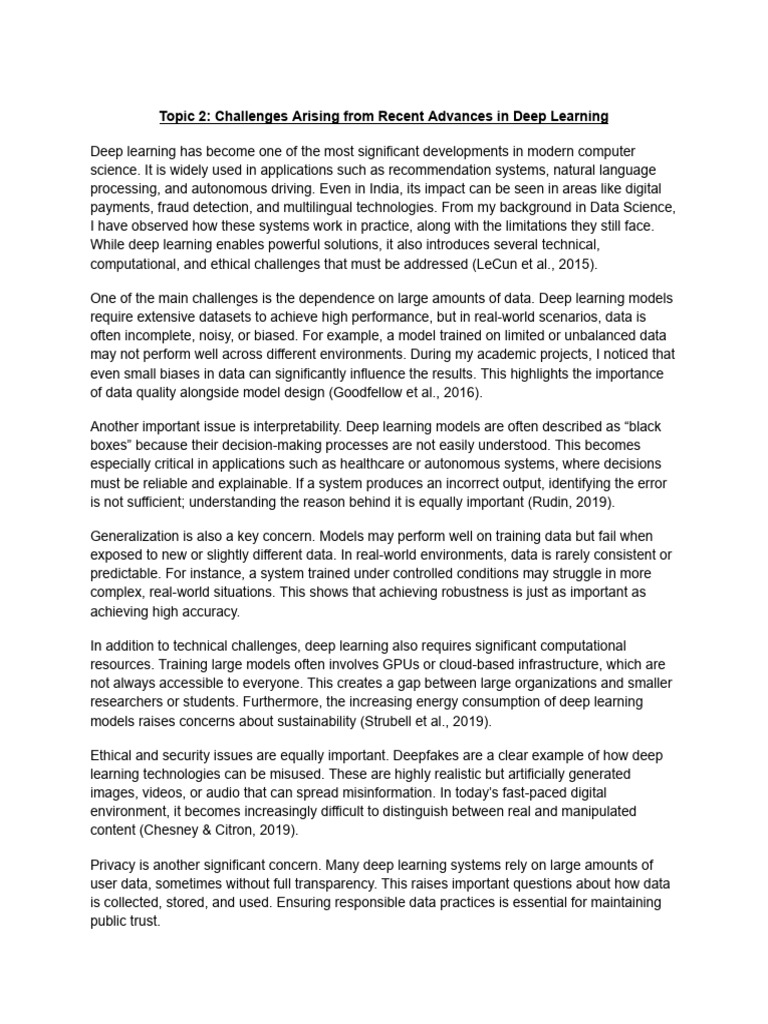Topic 2_ Challenges Arising From Recent Advances in Deep Learning | PDF ...