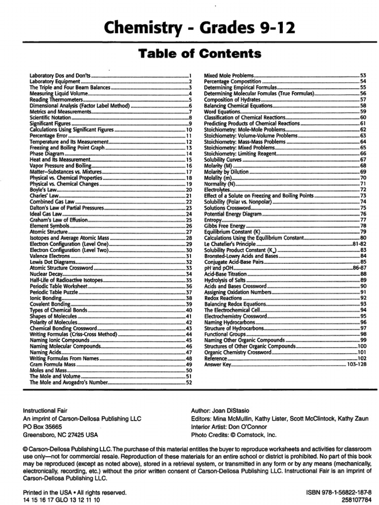 Chemistry Activities Workbook