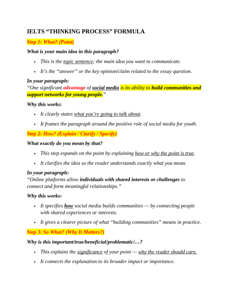 IELTS Thinking Process Formula | PDF | Mental Health | Psychological ...