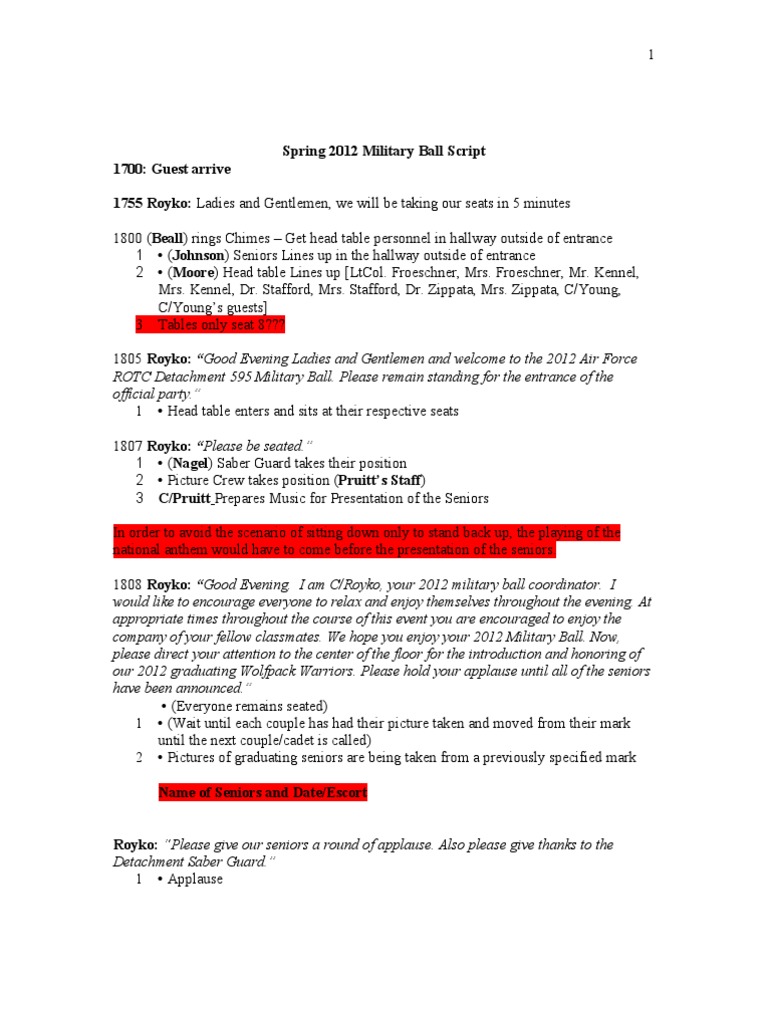 Backup of 2012 MilBall Script Vi | PDF | United States Air Force ...