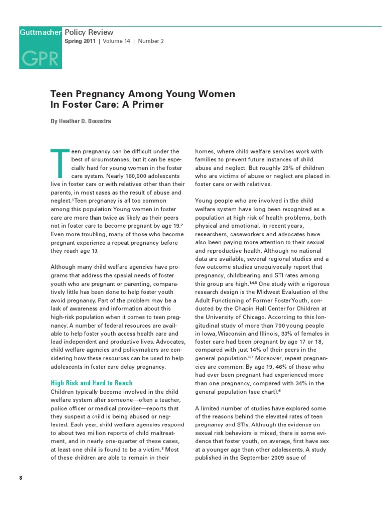 Teen Pregnancy Among Young Women in Foster Care | PDF | Teenage ...