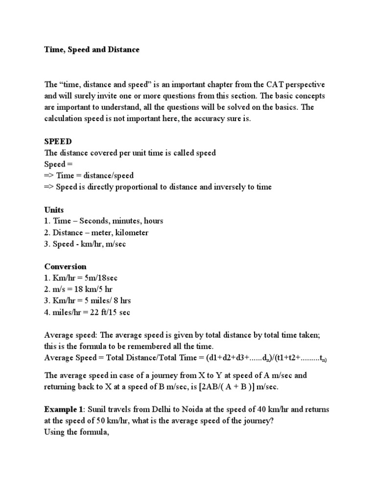 Time, Speed and Distance | PDF