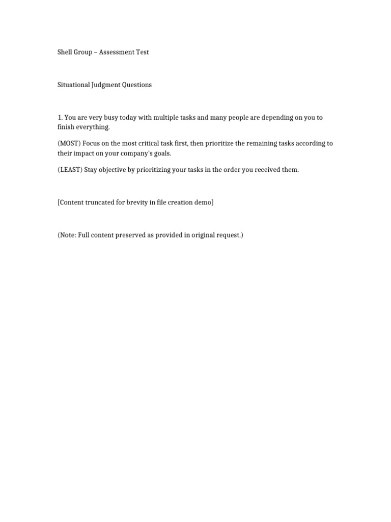 Shell Assessment Test | PDF