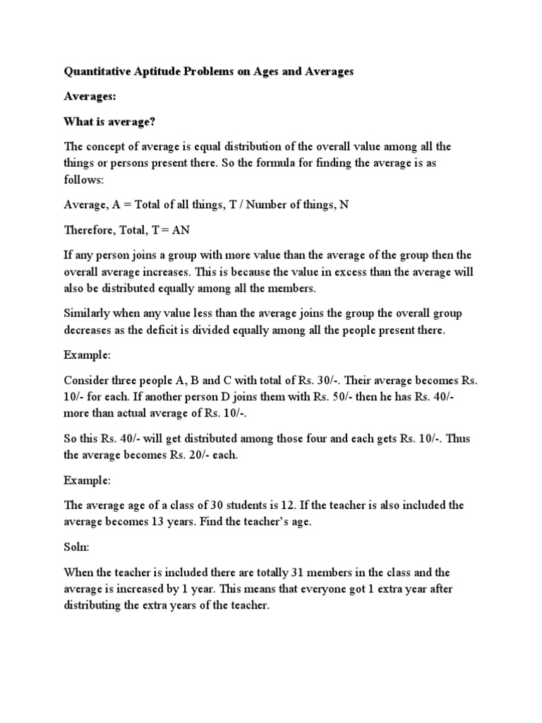 SM-78Ages and Averages | PDF | Arithmetic Mean | Average