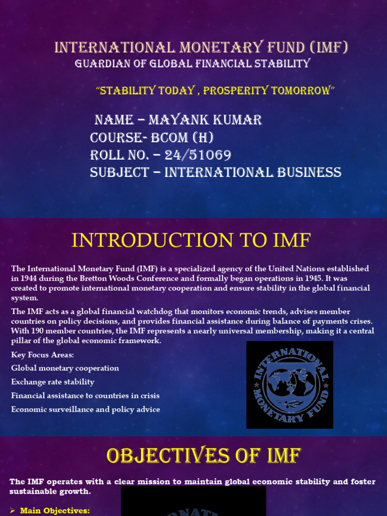 International Monetary Fund (Imf) Ppt | PDF | International Monetary ...