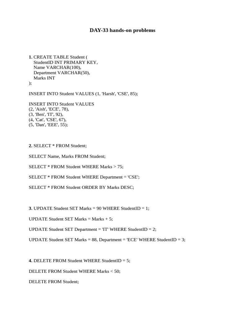 SQL Day33 Handson | PDF