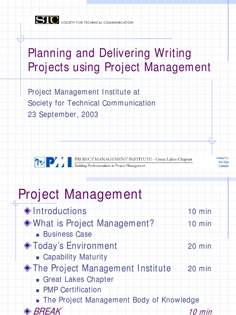 Planning and Delivering Writing Projects Using Project Management | PDF ...