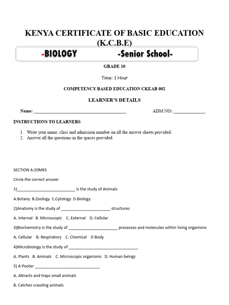 Biology g10 Qs | PDF | Biology