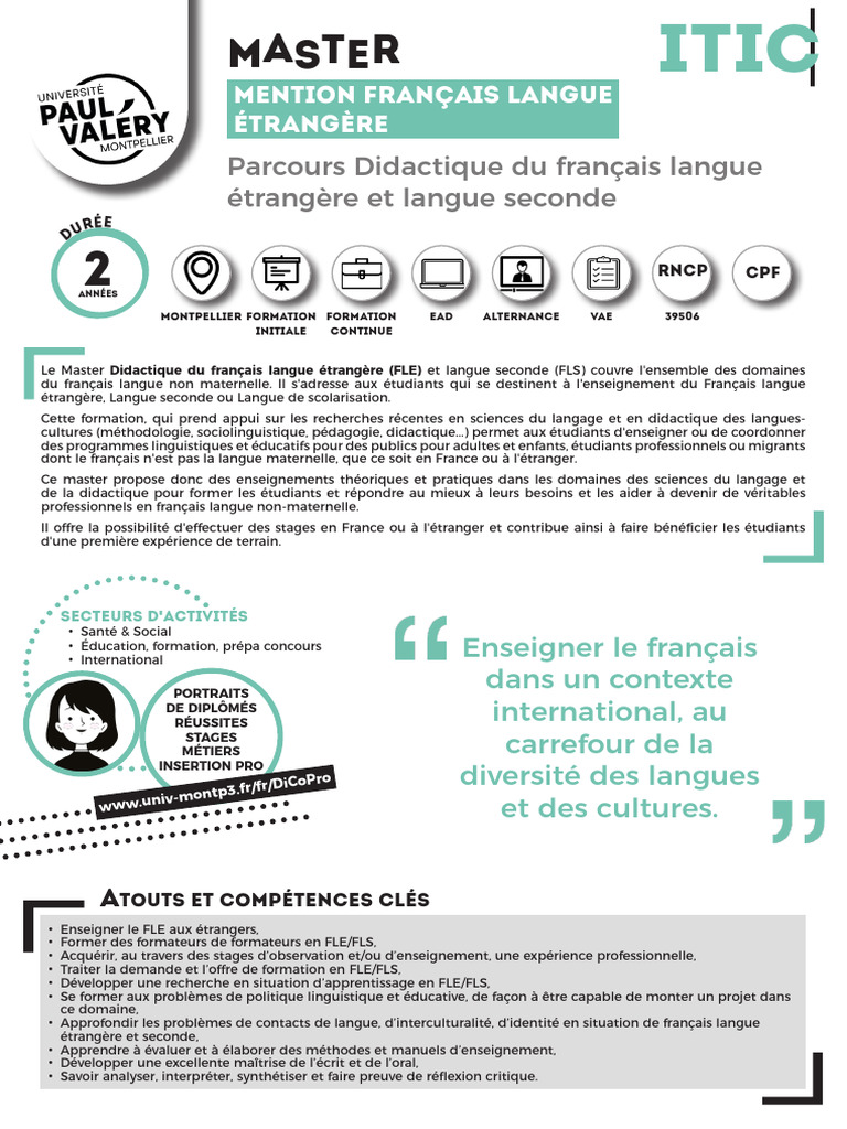 04 - Master FLE - Parcours Didactique Du Français Langue Étrangère Et ...