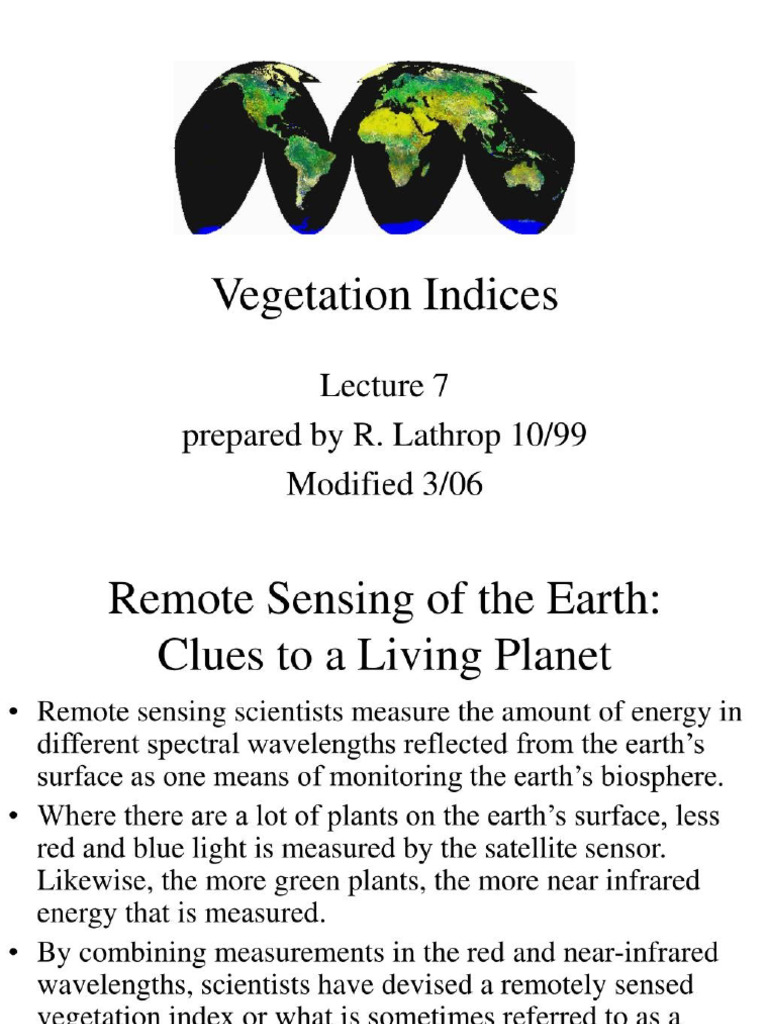 Vegetation Indices for Remote Sensing | PDF