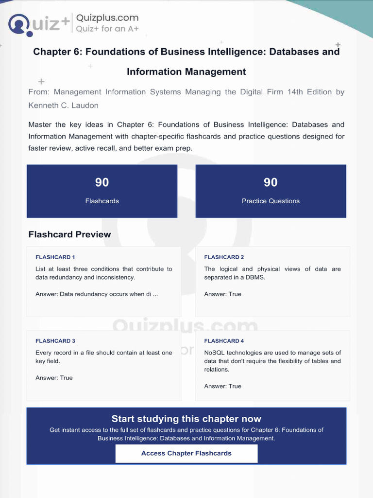 Flashcards for Chapter 6 Foundations of Business Intelligence Databases ...