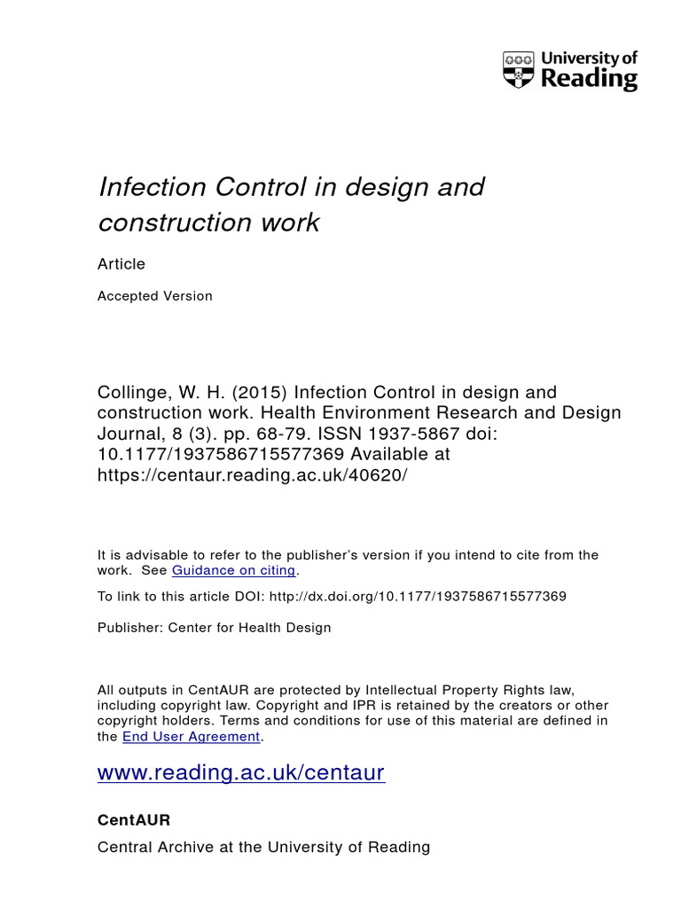 Infection Control in Design and Construction Work | PDF | Communication ...