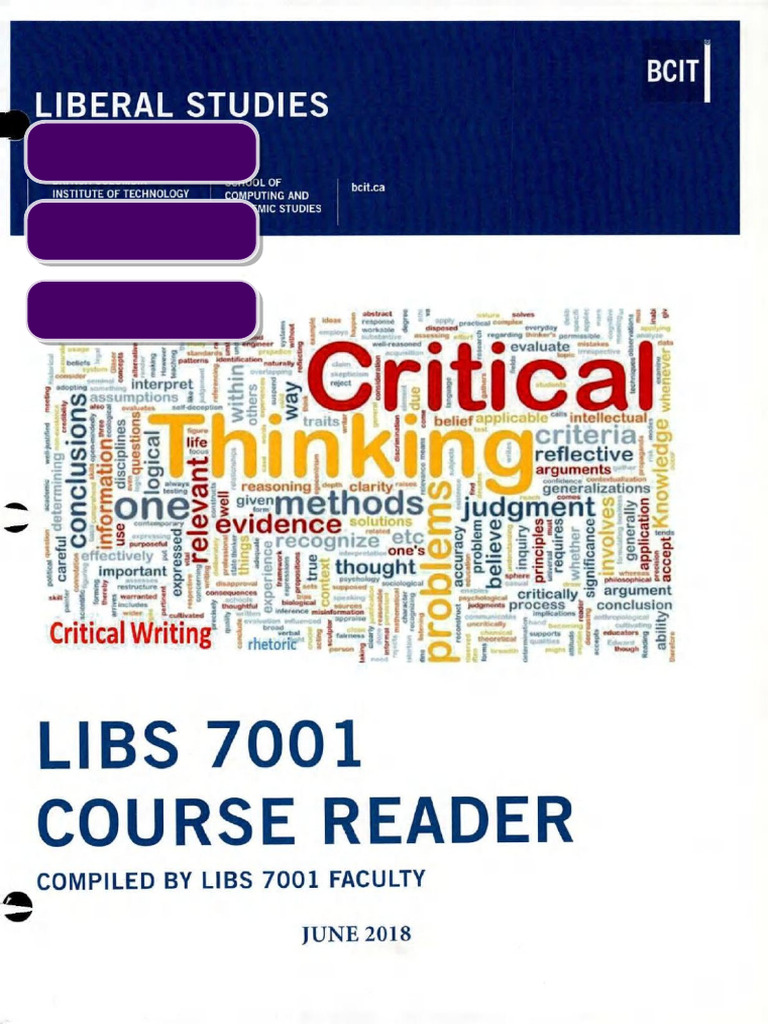 Ebook Critical Reading and Writing LIBS 7001 Course Reader BCIT 1st ...