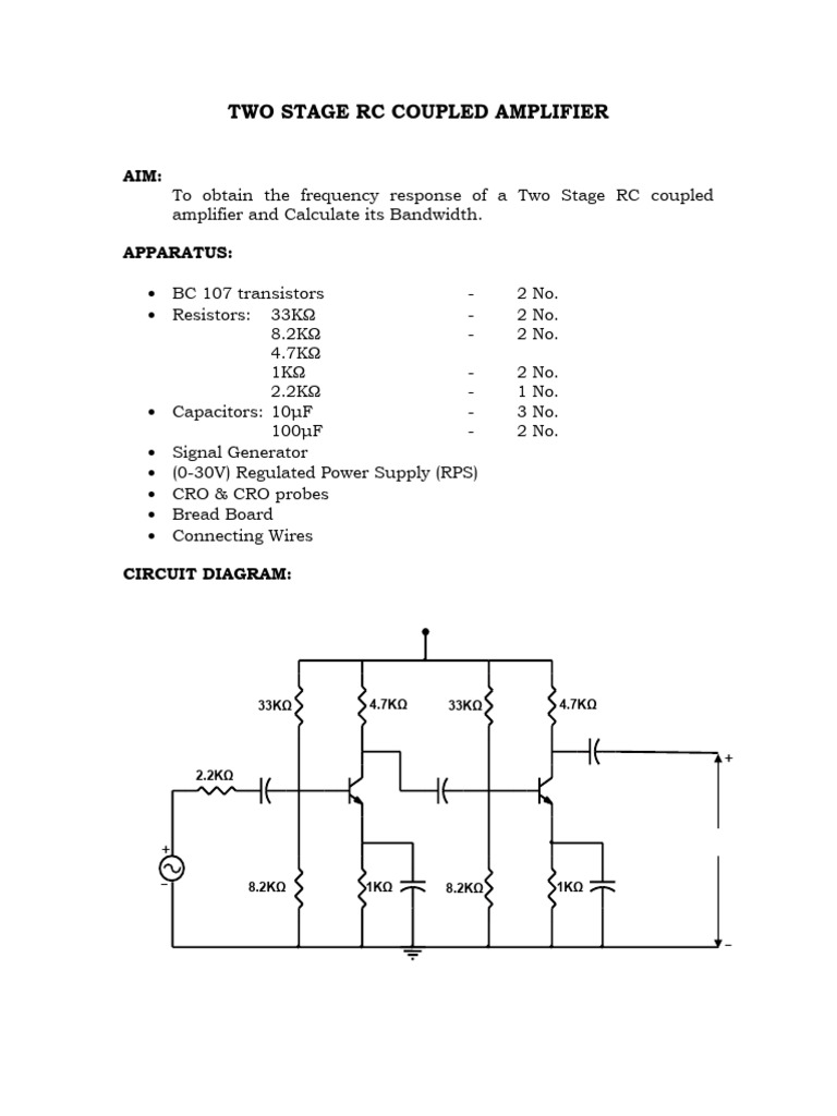 1. Two Stage RC Coupled Amplifier | PDF | Amplifier | Bandwidth (Signal ...