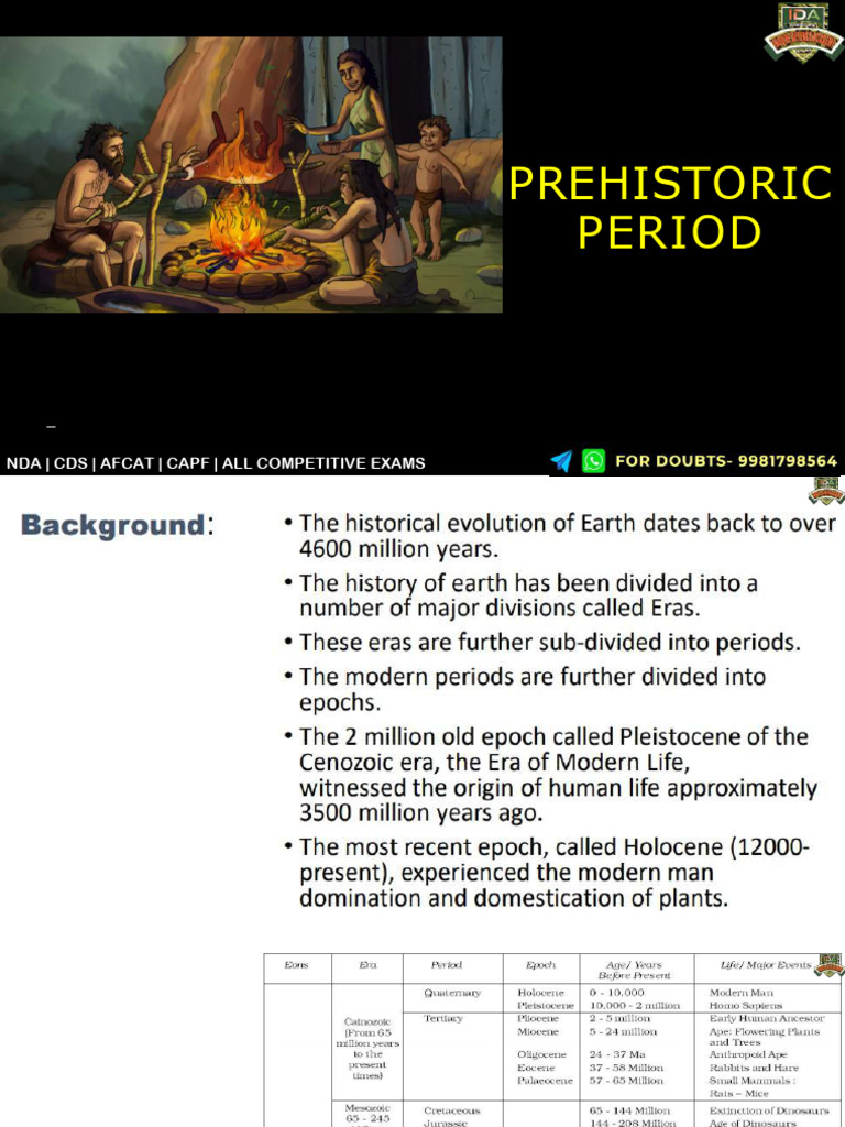 Pre Historic Period Ancient Lecture 1 PDF | PDF | Paleolithic | Homo