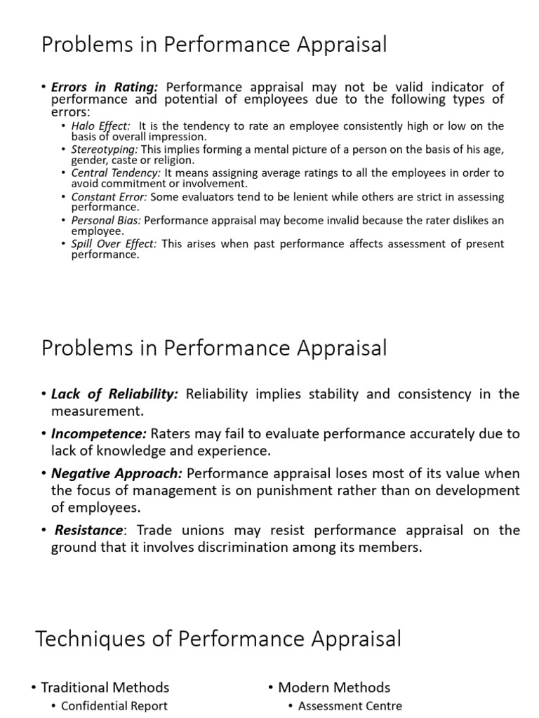 Problems & Methods of Performance Appraisal | PDF | Performance ...