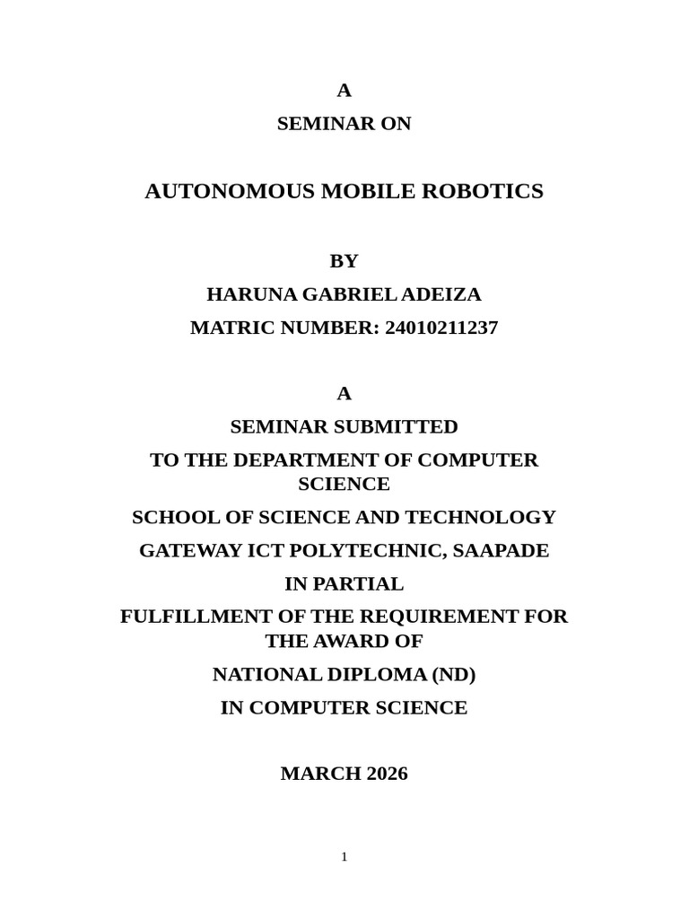 Autonomous Mobile Robotics | PDF | Robot | Robotics