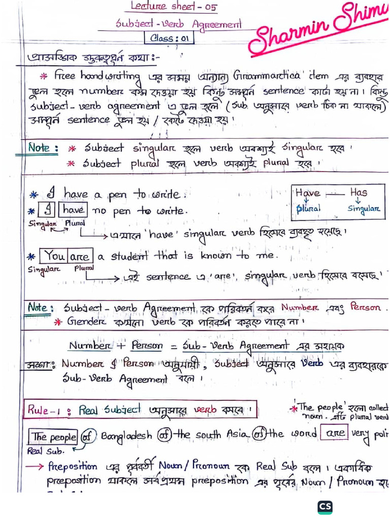 Sub Verb agreement | PDF