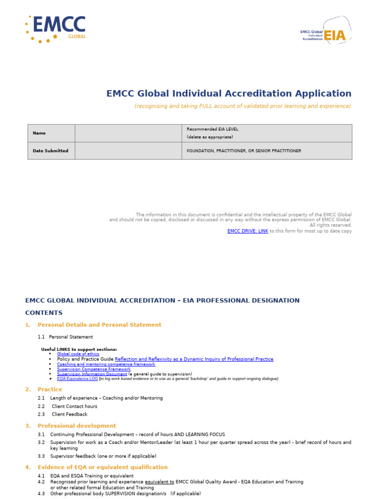 EMCC Accreditation - EIA - Application - Professional Designation ...