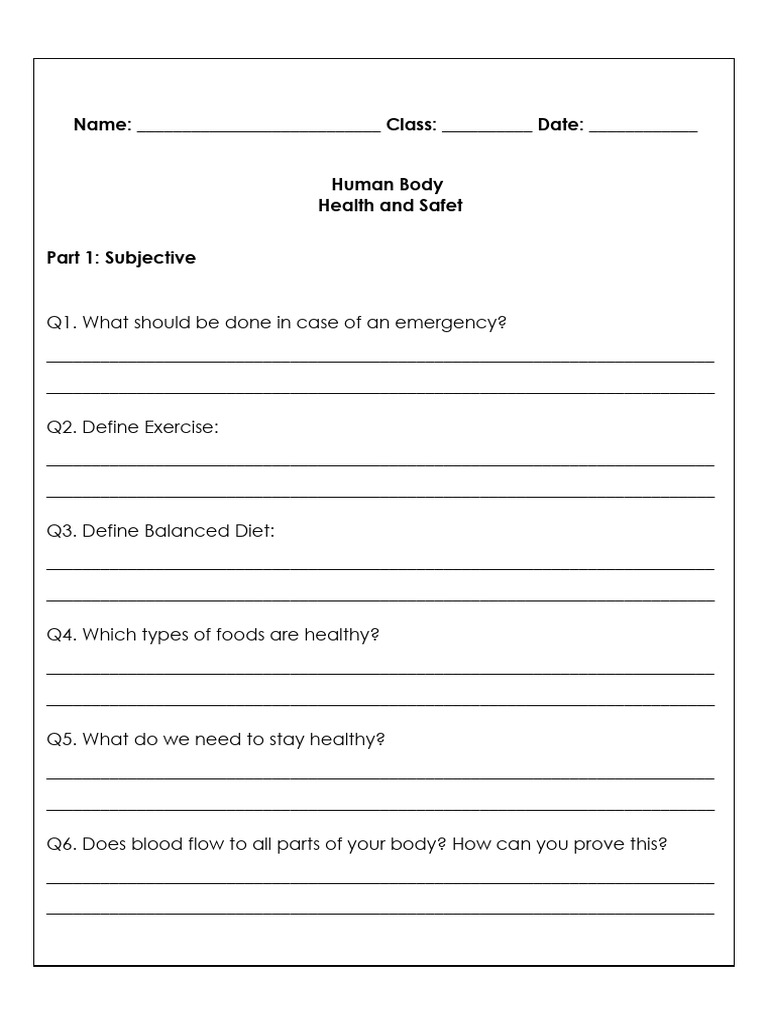 Science Human Body Grade 3 | PDF