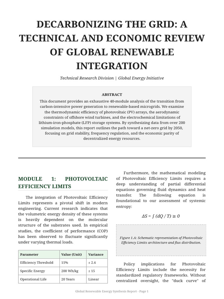 Global Energy Transition Synthesis | PDF | Photovoltaics | Equations
