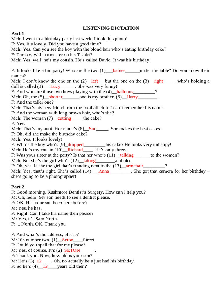 Listening Dictation | PDF