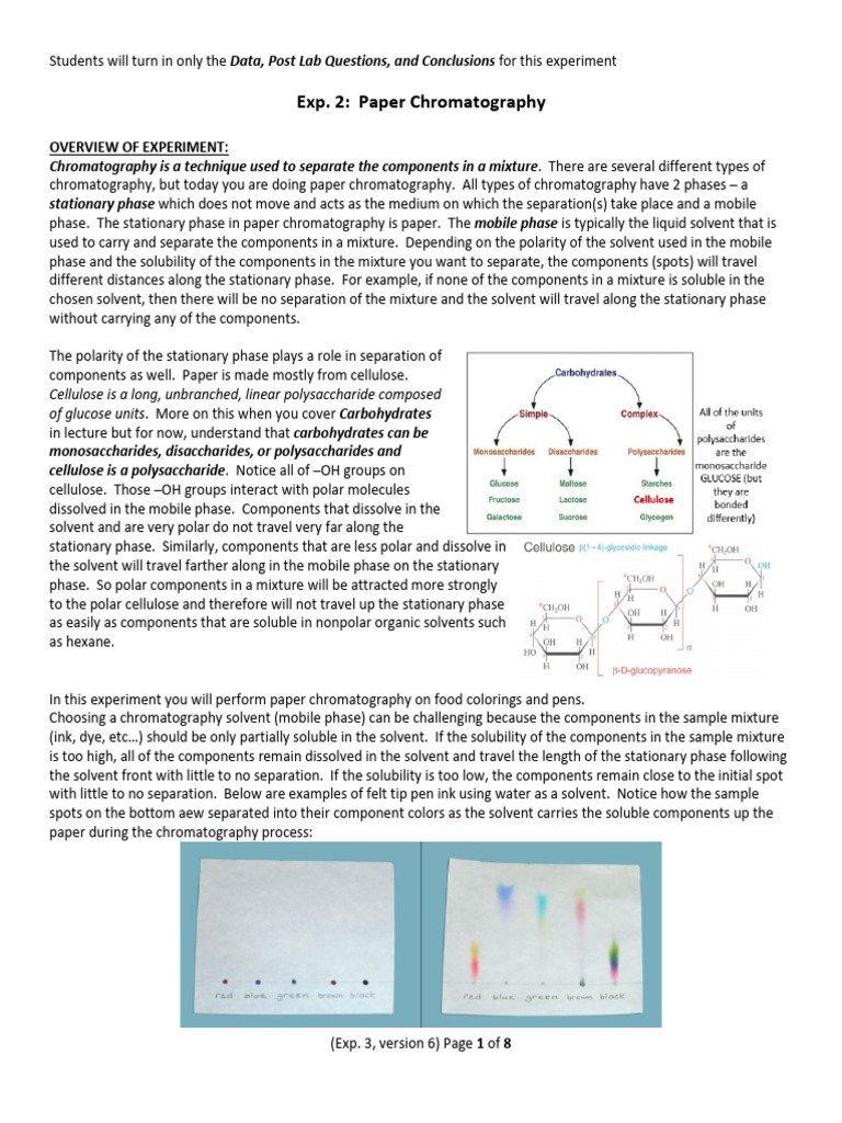 Exp 2 Paper Chromatography_v06 (1) | PDF | Chromatography | Solubility