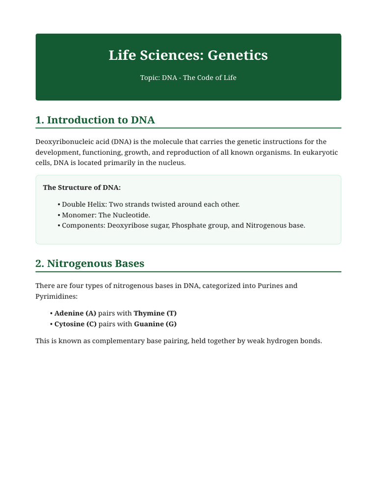 Life Sciences Genetics DNA | PDF | Dna | Messenger Rna