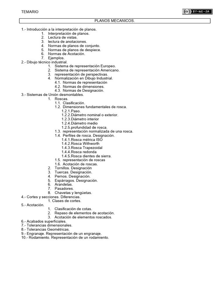 1_Interpretacion Planos - Temario | PDF