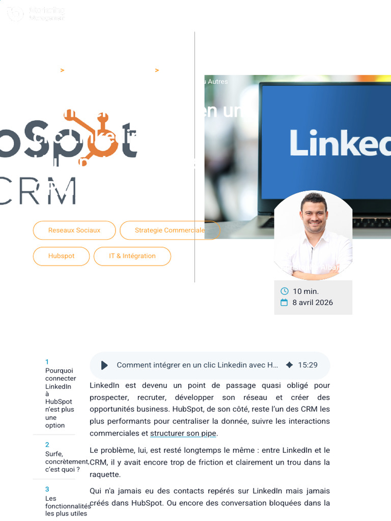 Comment Intégrer en Un Clic Linkedin Avec Hubspot (Ou Autres CRM) | PDF ...