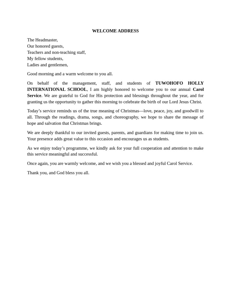 Welcome Address | PDF