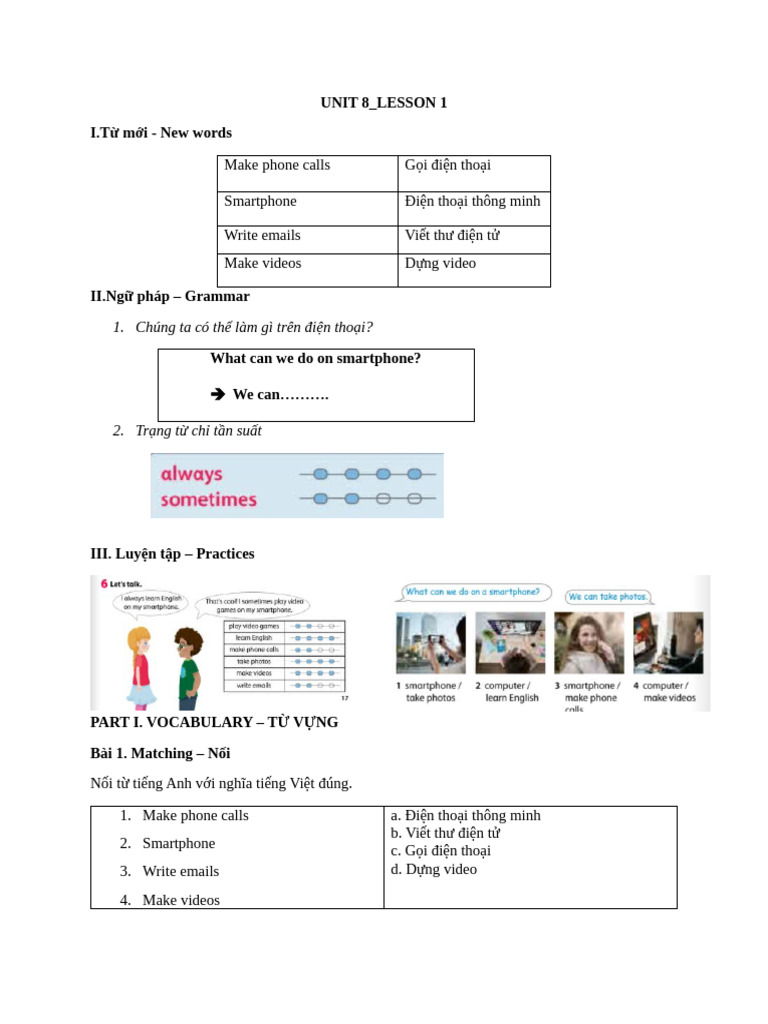 UNIT 8 - lesson 1 | PDF