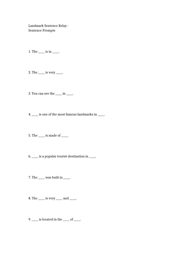 Landmark Sentence Relay Prompts Cuttable Cards (1) | PDF