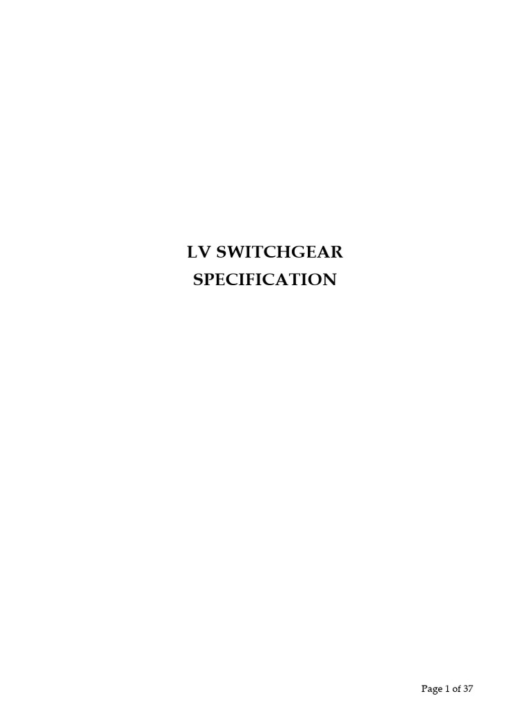 (Switchgear Specification) | PDF | High Voltage | Switch