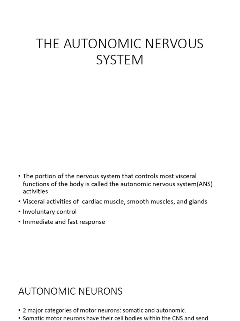 The Autonomic Nervous System | PDF | Autonomic Nervous System | Motor ...