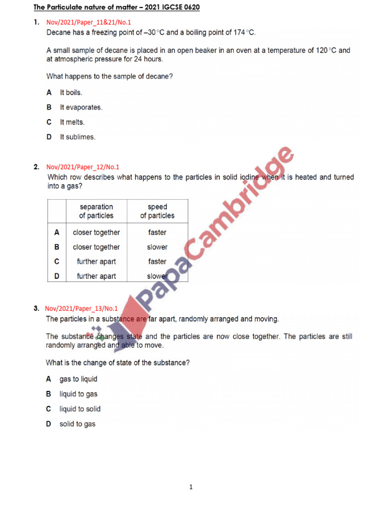 2021N the Particulate Nature of Matter IGCSE | PDF
