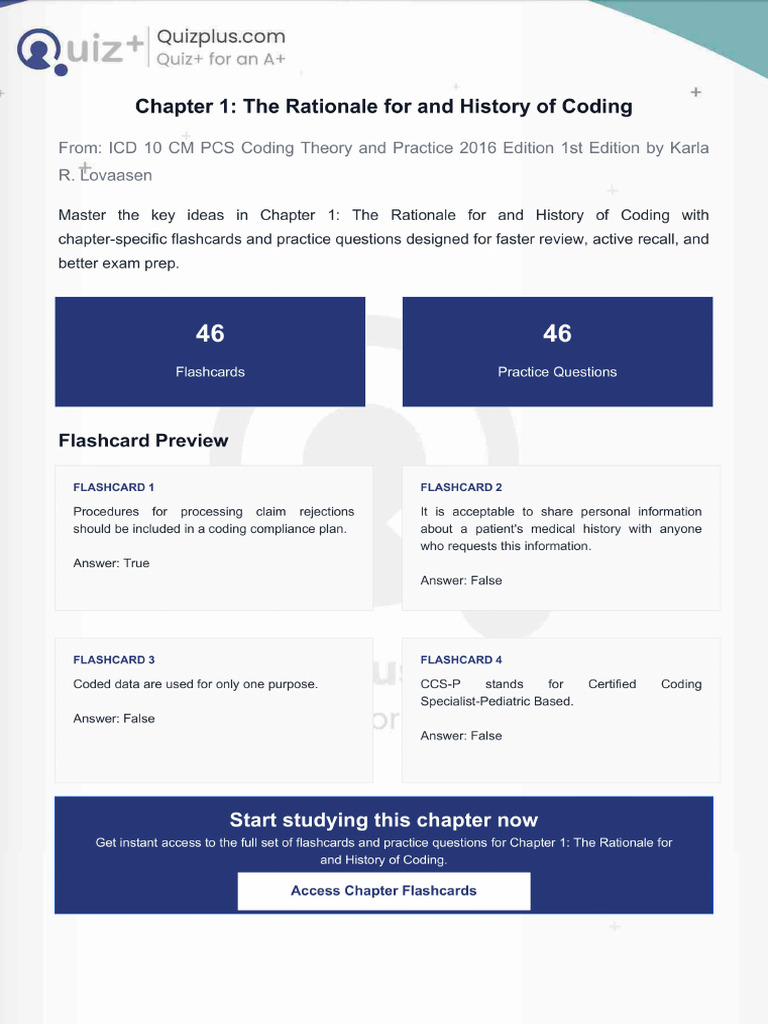Flashcards for Chapter 1 the Rationale for and History of Coding | PDF
