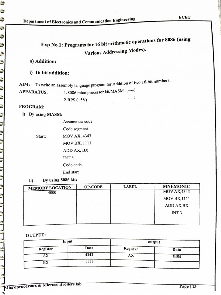 Mpmc Lab Manual | PDF